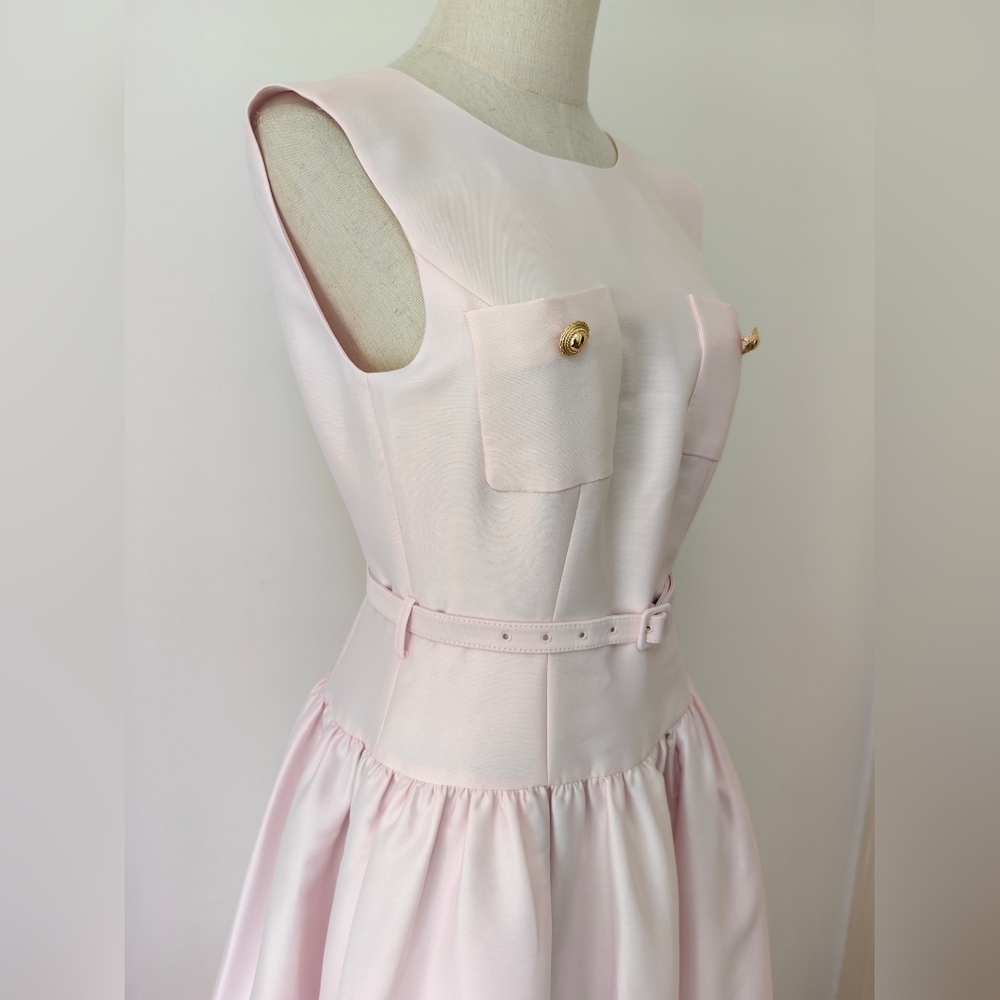 Self-Portrait Pink Taffeta Midi Dress - Picture 8 of 14